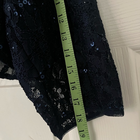 Navy Lace Bolero Jacket Shrug 3/4 Sleeves Lined - Picture 8 of 9